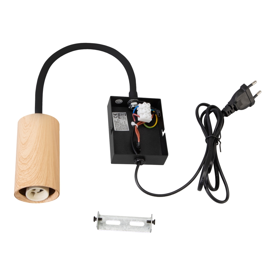 Brilagi - Flexible Wandleuchte mit Schalter SELE 1xGU10/30W/230V schwarz/Eiche-Dekor