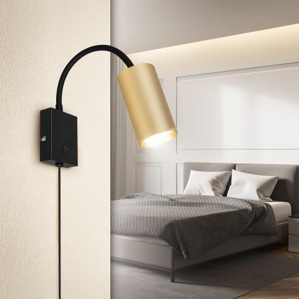Brilagi - Flexible Wandleuchte mit Schalter SELE 1xGU10/30W/230V schwarz/gold