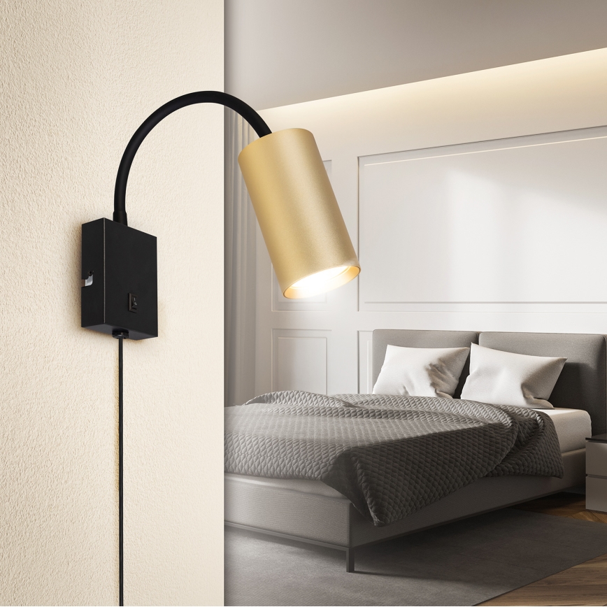 Brilagi - Flexible Wandleuchte mit Schalter SELE 1xGU10/30W/230V schwarz/gold