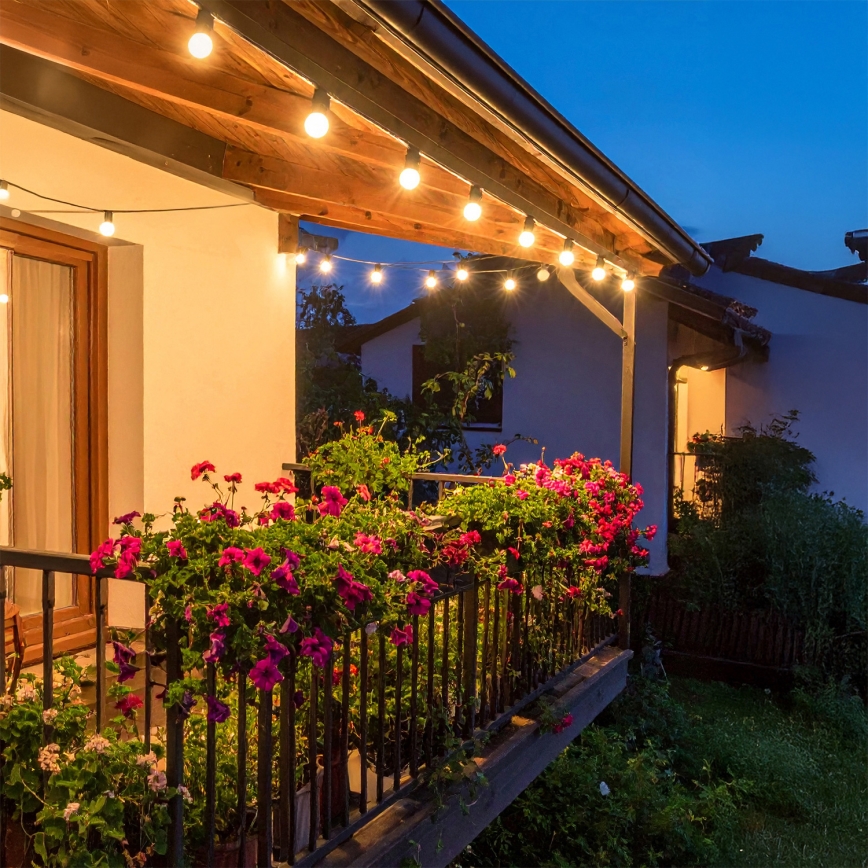 Brilagi - LED per esterni catena decorativa GIRLANDA 25xE12/0,36W/24V 20m nero IP44 bianco caldo