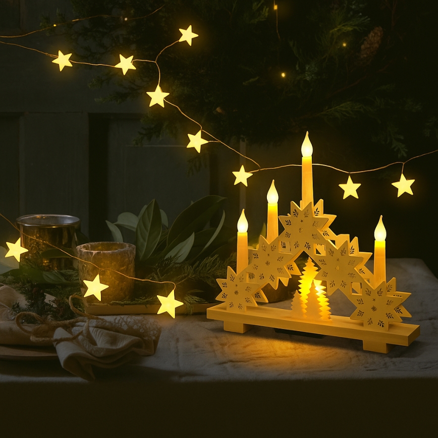 Brilagi - Guirlande de Noël à LED 40xLED/3xAA 1,8m blanc chaud étoiles