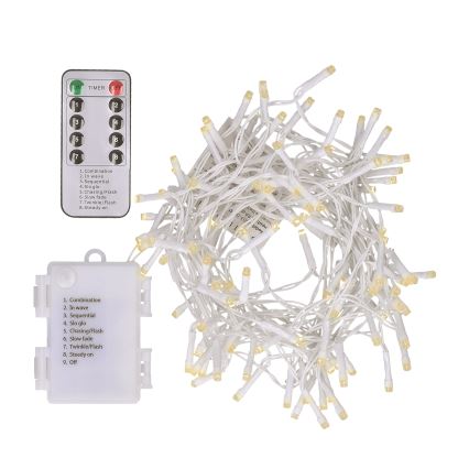Brilagi - Guirlande de Noël extérieure 120xLED/8 fonctions/3xAA 9,5m blanc IP44 blanc chaud + télécommande