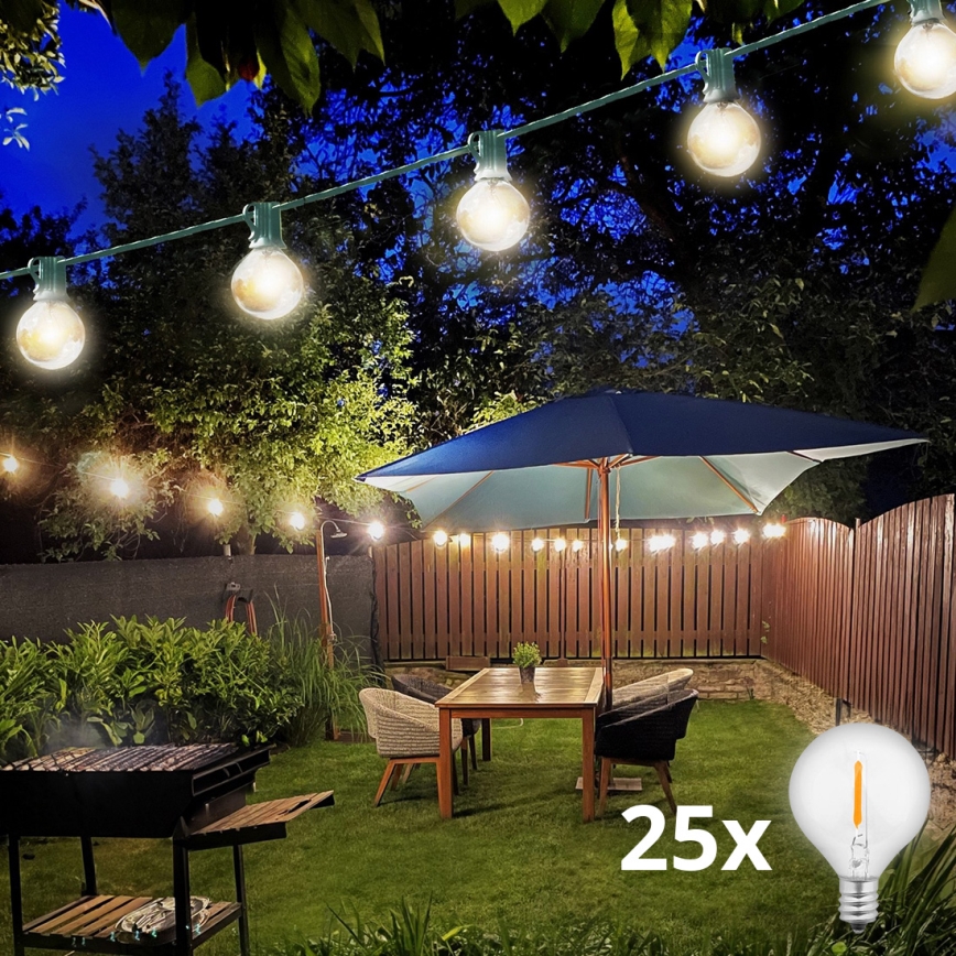 Brilagi -Guirlande décorative extérieure GARLAND 25xE12 20m vert IP44 blanc chaud