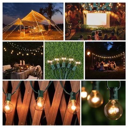 Brilagi -Guirlande décorative extérieure GARLAND 25xE12 20m vert IP44 blanc chaud
