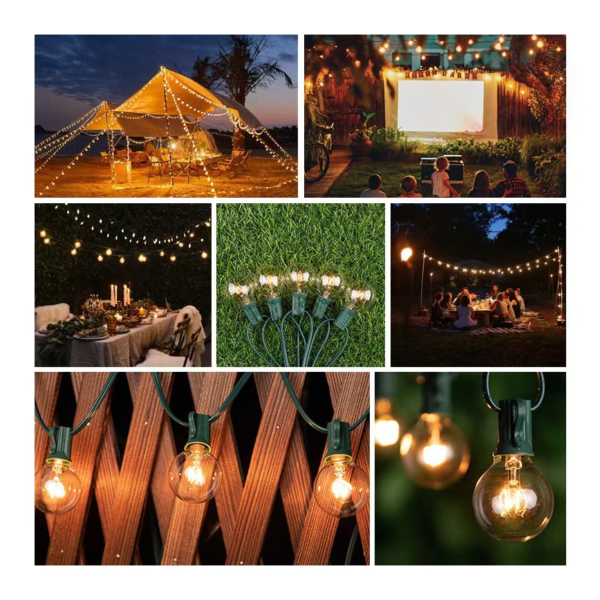 Brilagi -Guirlande décorative extérieure GARLAND 25xE12 20m vert IP44 blanc chaud