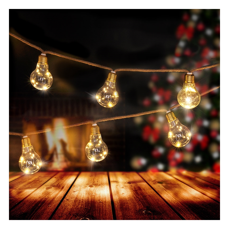 Brilagi - Guirlande décorative LED 10 LEDs/3xAA 1,8 m blanc chaud