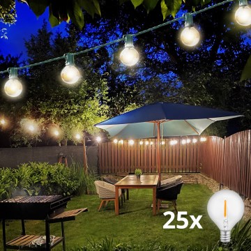 Brilagi - Guirlande décorative LED d'extérieur GIRLANDA, 25 douilles E12, 0,8 W, 230 V, 20 m, verte, IP44, blanc chaud