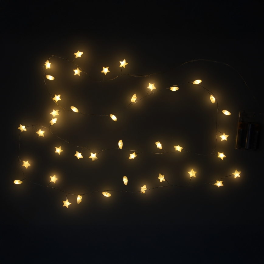 Brilagi - Guirlande LED 40xLED/3xAA 1,8m blanc chaud étoiles