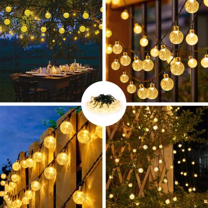 Brilagi - Guirlande solaire décorative BUBBLE 50xLED/8 fonctions 7m IP65 blanc chaud