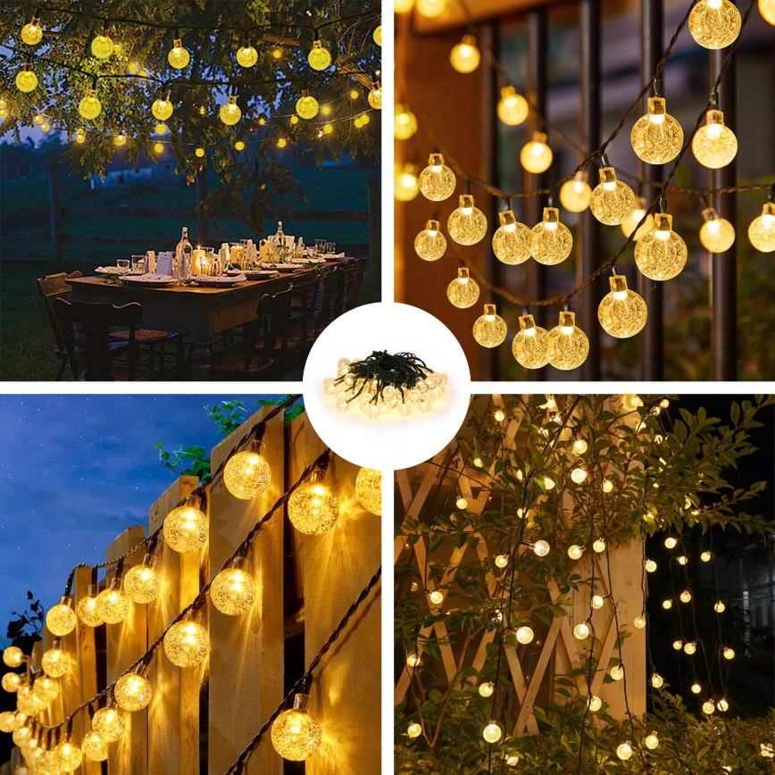 Brilagi - Guirlande solaire décorative BUBBLE 50xLED/8 fonctions 7m IP65 blanc chaud