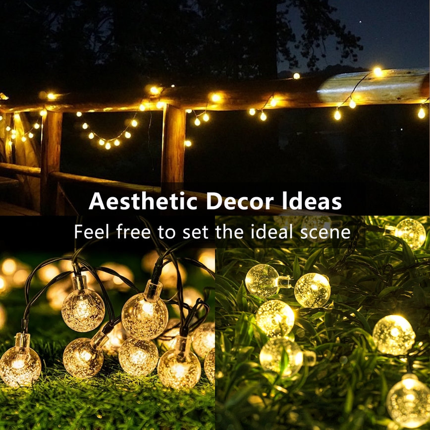 Brilagi - Guirlande solaire décorative BUBBLE 50xLED/8 fonctions 7m IP65 blanc chaud