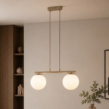 Brilagi - Hängeleuchte an Kabel MILO 2xE27/60W/230V beige/gold