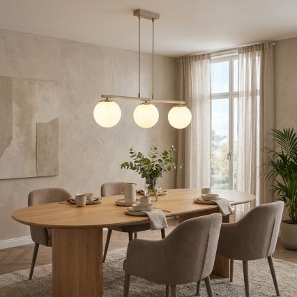 Brilagi - Hängeleuchte an Kabel MILO ECRU 3xE27/60W/230V beige/gold