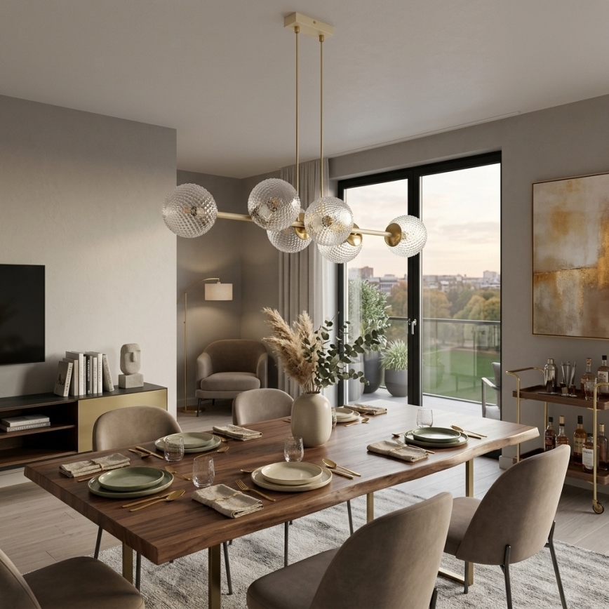 Brilagi - Hängeleuchte an Kabel STELLA 6xE27/60W/230V beige/gold