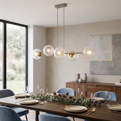 Brilagi - Hängeleuchte an Kabel STELLA 6xE27/60W/230V beige/gold