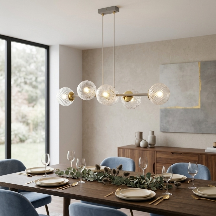 Brilagi - Hängeleuchte an Kabel STELLA 6xE27/60W/230V beige/gold