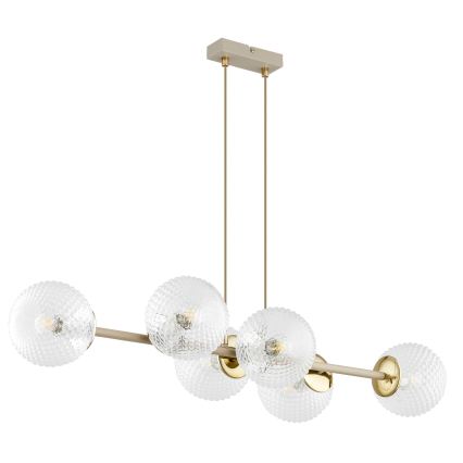 Brilagi - Hängeleuchte an Kabel STELLA 6xE27/60W/230V beige/gold