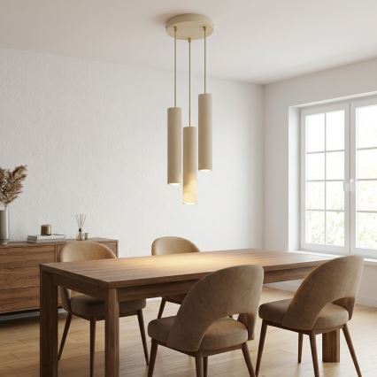 Brilagi - Hängeleuchte an Kabel TUBE 3xGU10/15W/230V beige/gold