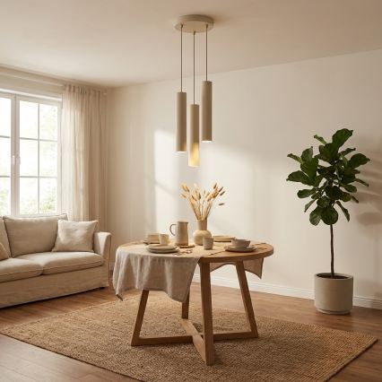 Brilagi - Hängeleuchte an Kabel TUBE 3xGU10/15W/230V beige/gold