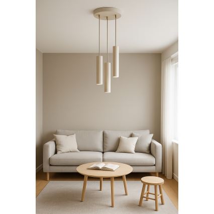 Brilagi - Hängeleuchte an Kabel TUBE 3xGU10/15W/230V beige/gold