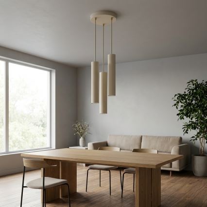 Brilagi - Hängeleuchte an Kabel TUBE 3xGU10/15W/230V beige/gold