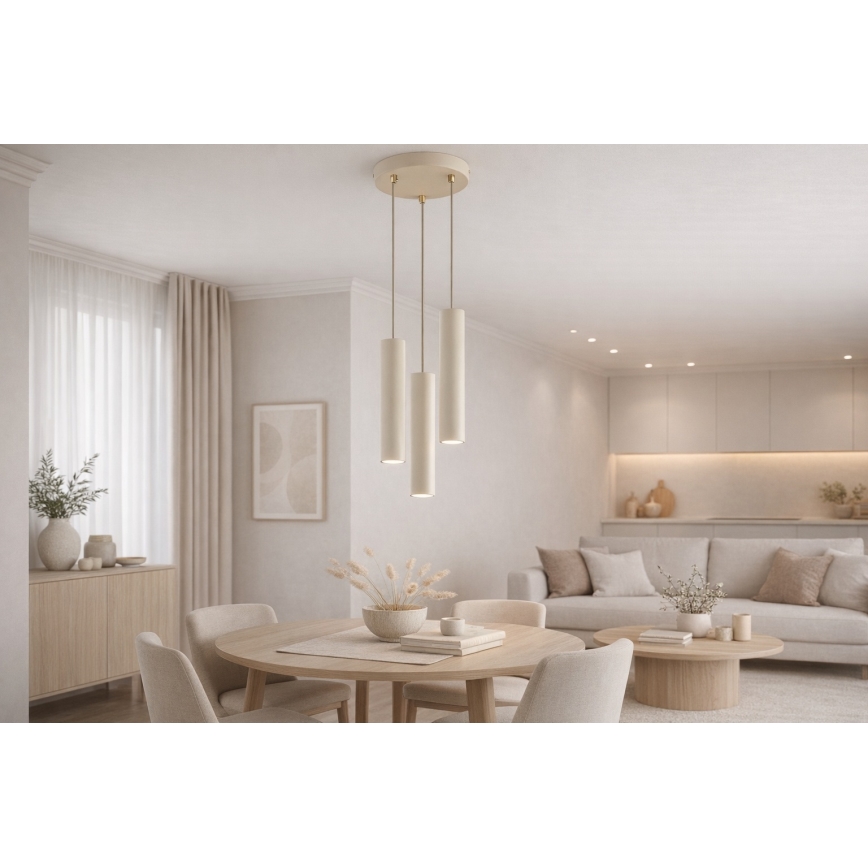 Brilagi - Hängeleuchte an Kabel TUBE 3xGU10/15W/230V beige/gold