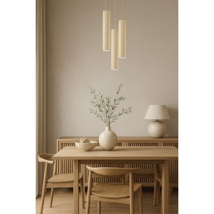 Brilagi - Hängeleuchte an Kabel TUBE 3xGU10/15W/230V beige/gold
