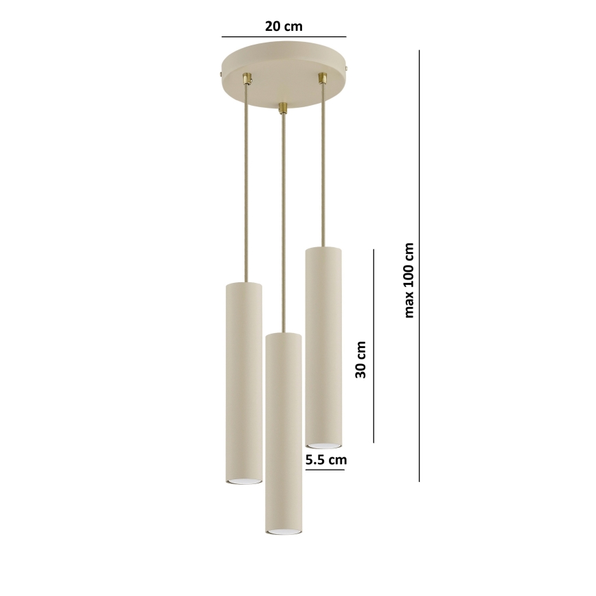 Brilagi - Hängeleuchte an Kabel TUBE 3xGU10/15W/230V beige/gold