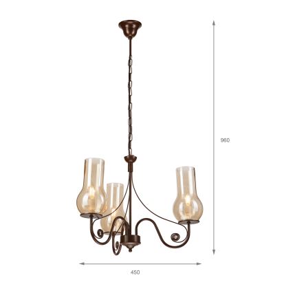 Brilagi - Hängeleuchte an Kette COTTAGE 3xE14/40W/230V braun