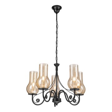 Brilagi - Hängeleuchte an Kette COTTAGE 5xE14/40W/230V schwarz/braun