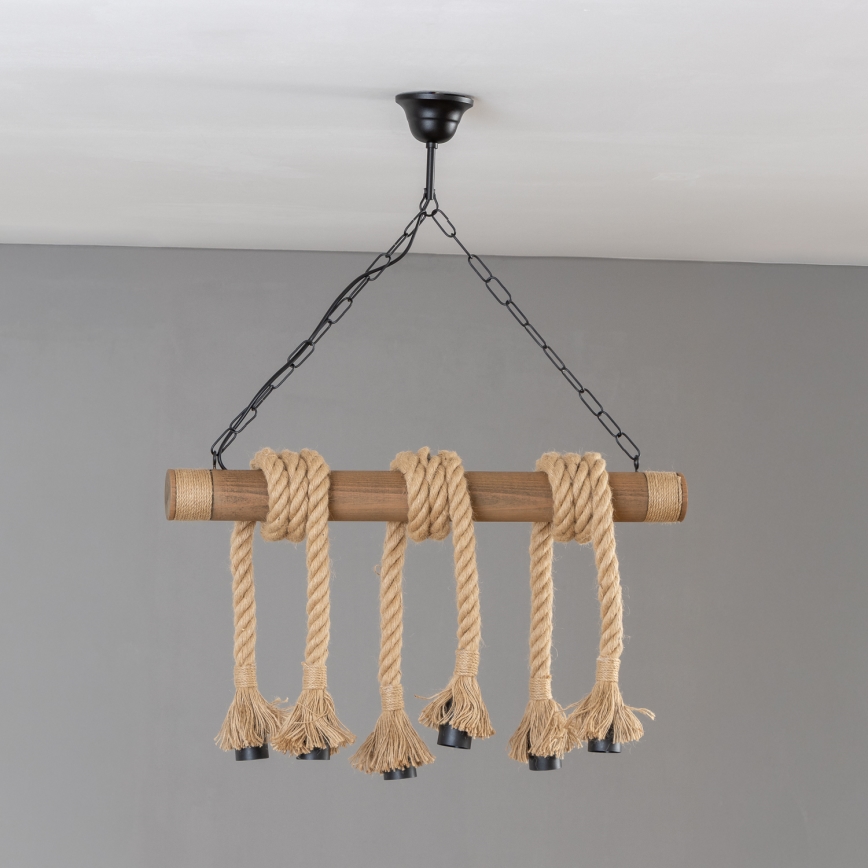 Brilagi - Hängeleuchte an Kette KOS 6xE27/60W/230V Buche