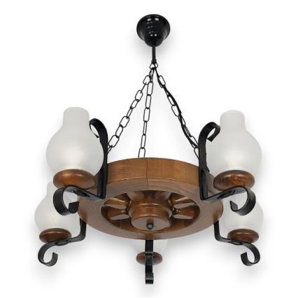 Brilagi - Hängeleuchte an Kette ROATA 5xE14/40W/230V Buche/Walnuss