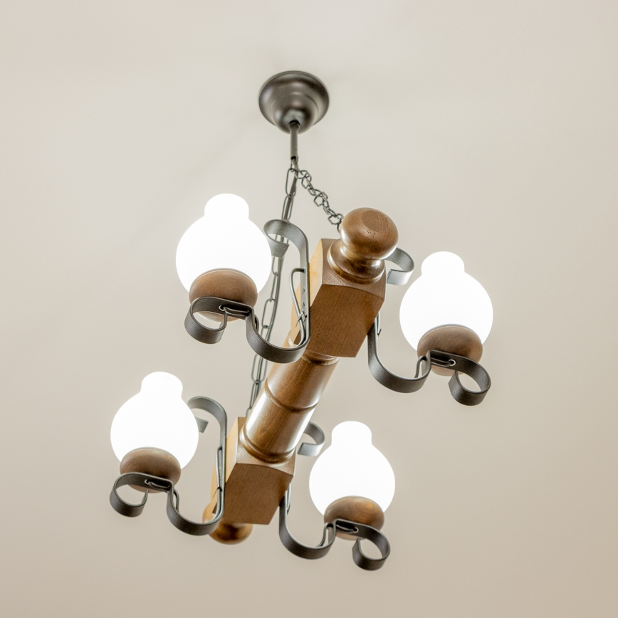Brilagi - Hängeleuchte an Kette RUSTIC 4xE14/40W/230V Buche/Walnuss