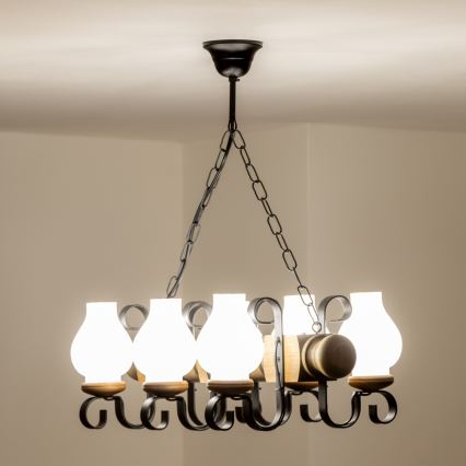 Brilagi - Hängeleuchte an Kette RUSTIC 6xE14/40W/230V Buche