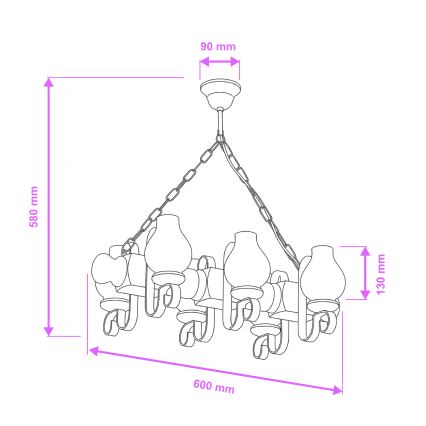 Brilagi - Hängeleuchte an Kette RUSTIC 6xE14/40W/230V Buche