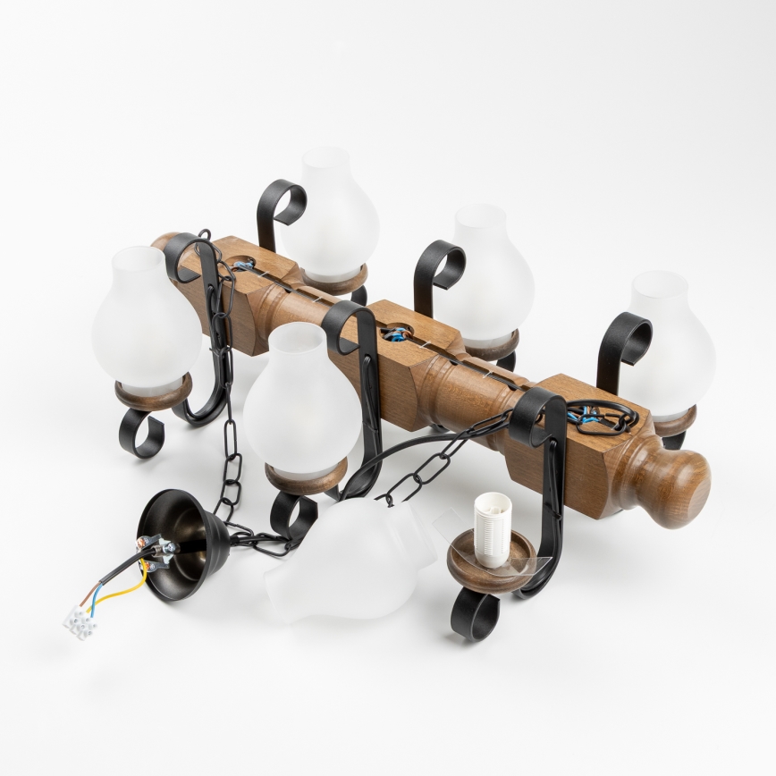 Brilagi - Hängeleuchte an Kette RUSTIC 6xE14/40W/230V Buche/Walnuss