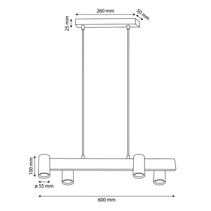 BRILAGI - Hängeleuchte an Stahlseil SELE 4xGU10/30W/230V weiß