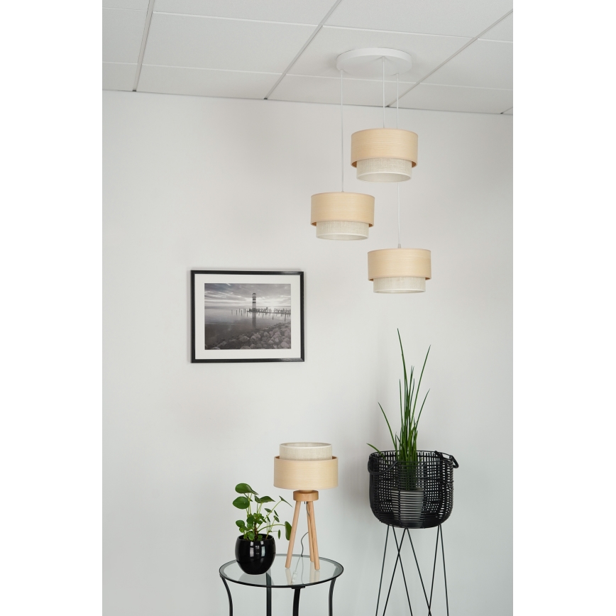 Brilagi - Hängeleuchte ARIZONA BOHO 3xE27/15W/230V beige/weiß