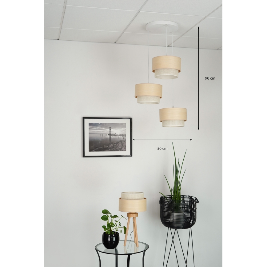 Brilagi - Hängeleuchte ARIZONA BOHO 3xE27/15W/230V beige/weiß