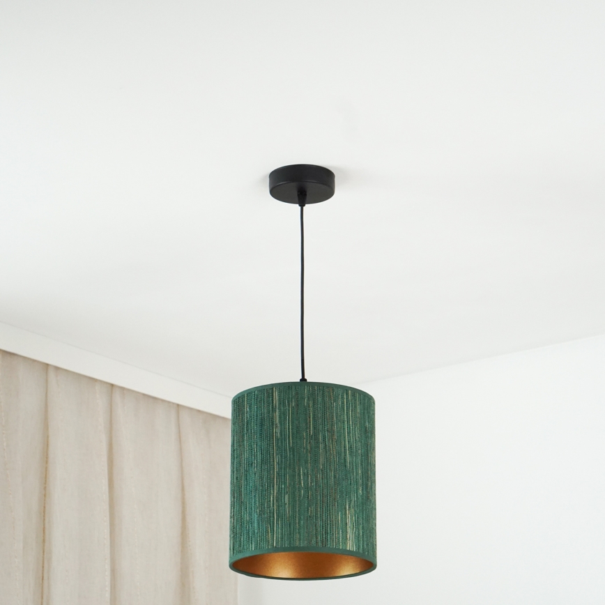 Brilagi - Hängeleuchte an Seil BOSTON ROLLER 1xE27/15W/230V Ø 21 cm Stroh grün/gold