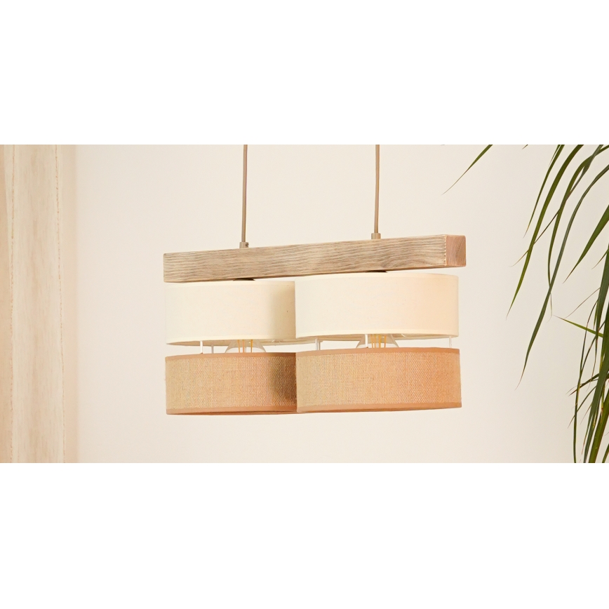 Brilagi - Hängeleuchte FOREST 2xE27/15W/230V Kiefer/beige/cremefarben