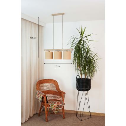 Brilagi - Hängeleuchte FOREST 3xE27/15W/230V Kiefer/braun