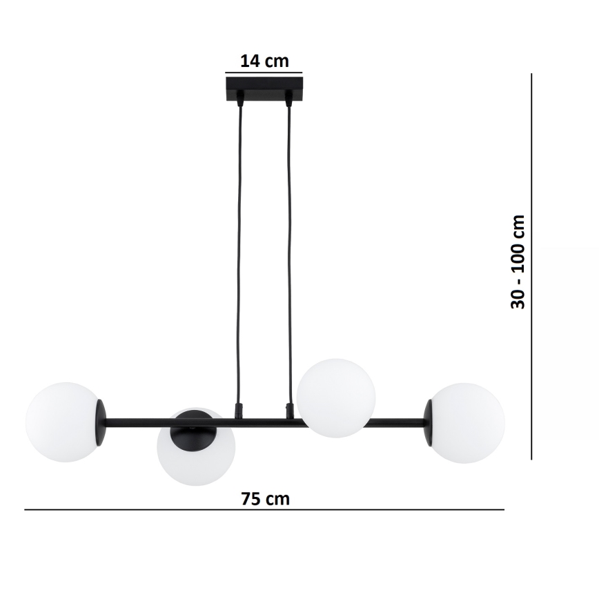 Brilagi - Hängeleuchte MILO an Kabel 4xE27/60W/230V schwarz
