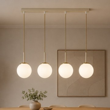 Brilagi - Hängeleuchte MILO mit Kabel 4xE27/60W/230V beige/gold