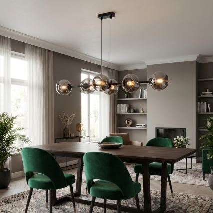 Brilagi - Hängeleuchte mit Kabel DIOR 6xE27/60W/230V schwarz/rauchgrau