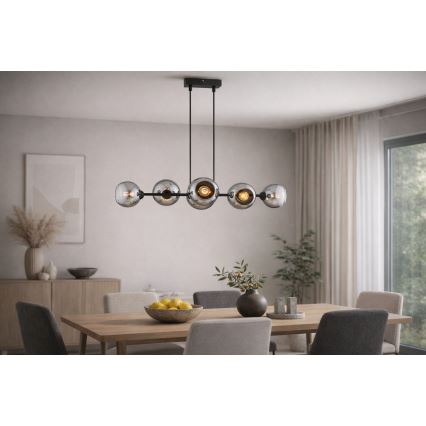Brilagi - Hängeleuchte mit Kabel DIOR 6xE27/60W/230V schwarz/rauchgrau