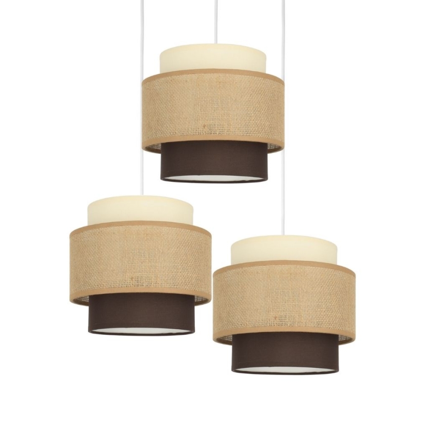 Brilagi - Hängeleuchte mit Kabel RESNA 3xE27/60W/230V Ø 45 cm beige/schwarz