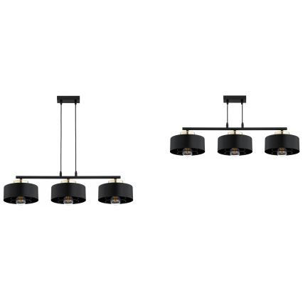 Brilagi - Hängeleuchte mit Kabelabhängung SPRING 3xE27/60W/230V schwarz/gold
