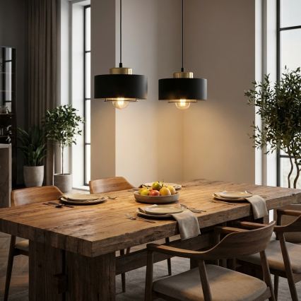 Brilagi - Hängeleuchte mit Kabelaufhängung SPRING 2xE27/60W/230V schwarz/gold