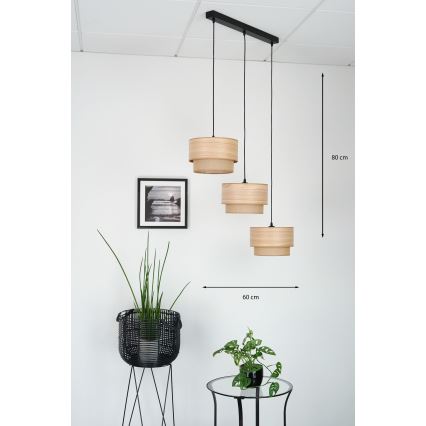 Brilagi - Hängeleuchte MONTANA BOHO 3xE27/15W/230V braun/schwarz